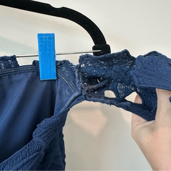 Saylor x Free People Dahlia Dress Blue Off the Shoulder Lace Cocktail Wedding - Picture 12 of 14